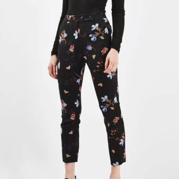 Topshop Pants - Topshop pressed flower floral cigarette troesers